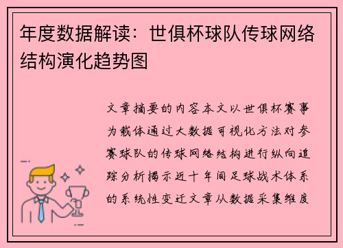 年度数据解读：世俱杯球队传球网络结构演化趋势图